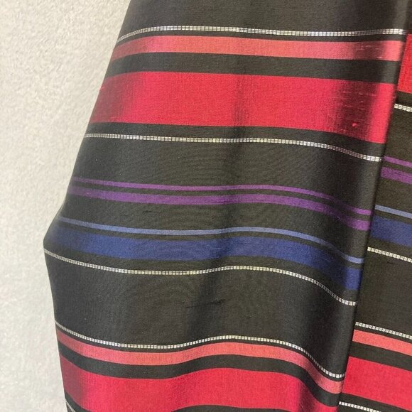 TALBOTS Silk Holiday Blouse Size 16WP 16P Petite Striped Sparkly Button Up Top - Picture 7 of 14